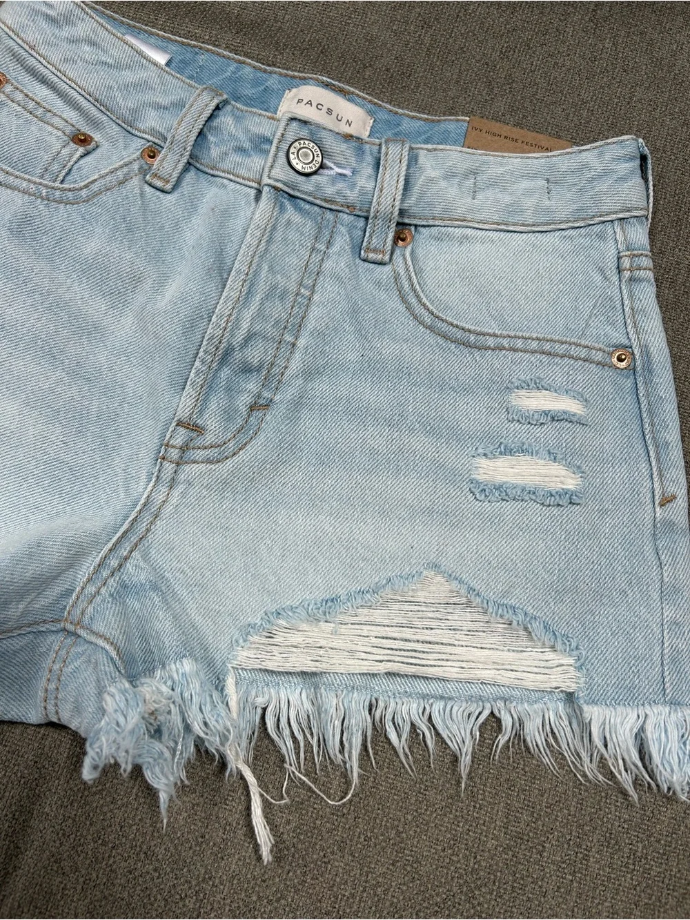 PacSun Light Wash Frayed Denim Shorts